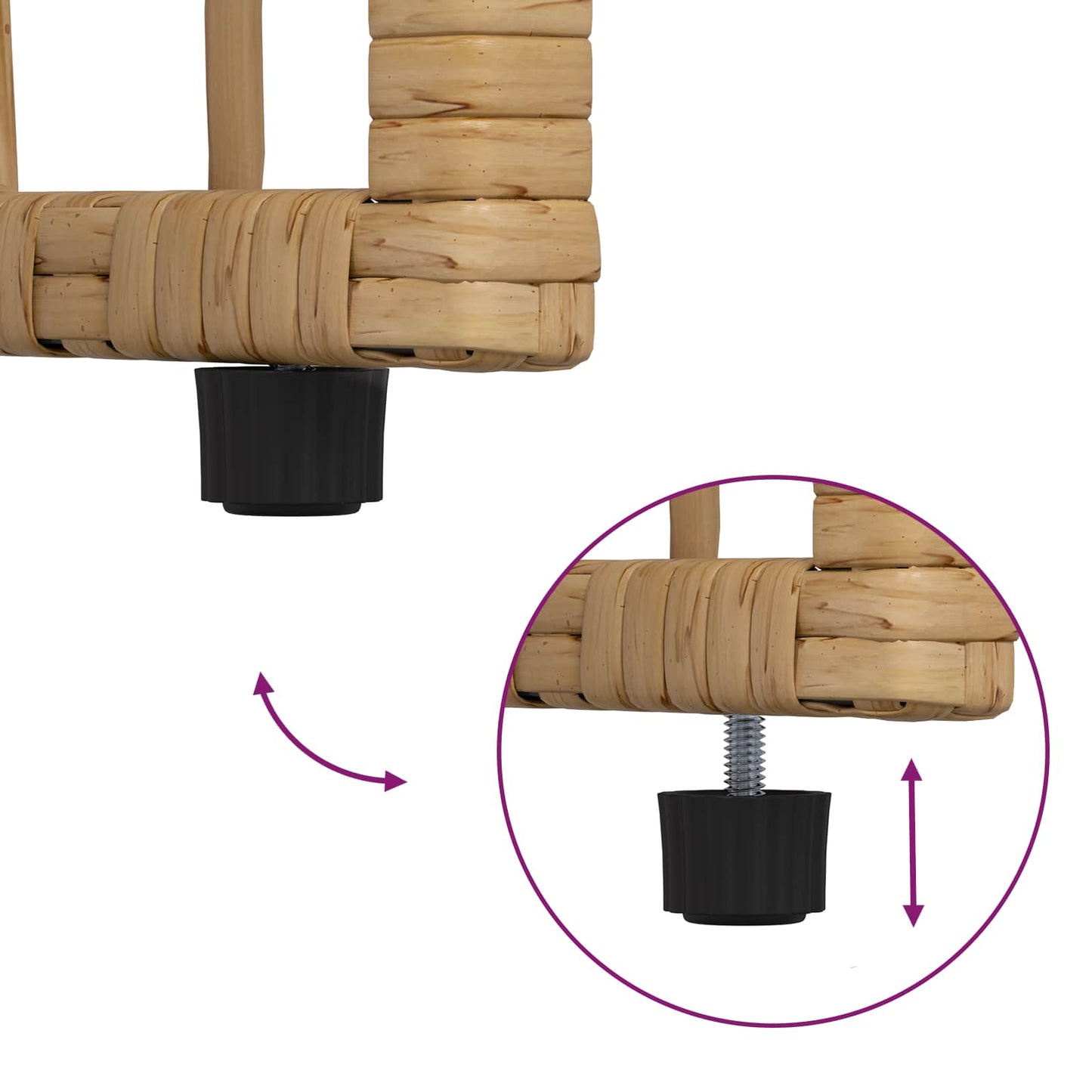 Tisch für Outdoor Natur 80 x 40 x 40 cm Steel and Poly Rattan