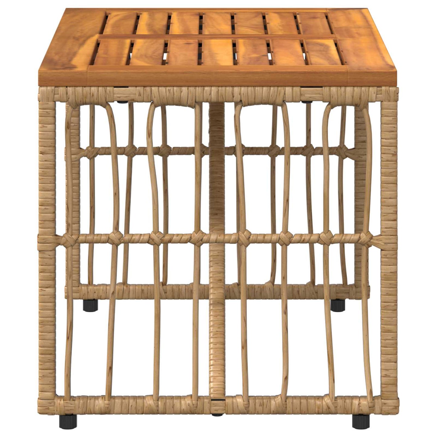 Tisch für Outdoor Natur 80 x 40 x 40 cm Steel and Poly Rattan
