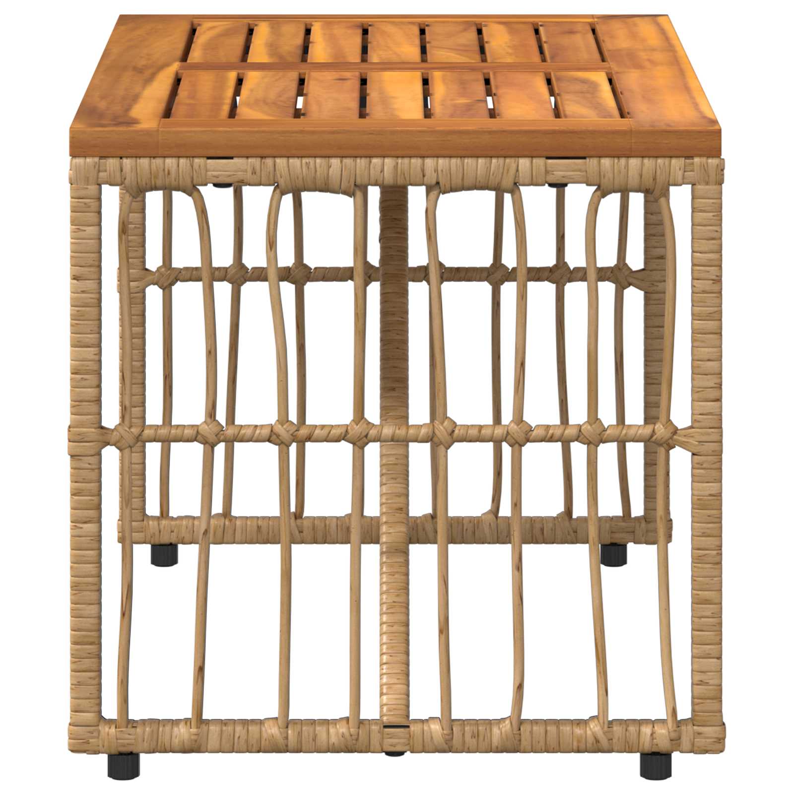 Tisch für Outdoor Natur 80 x 40 x 40 cm Steel and Poly Rattan