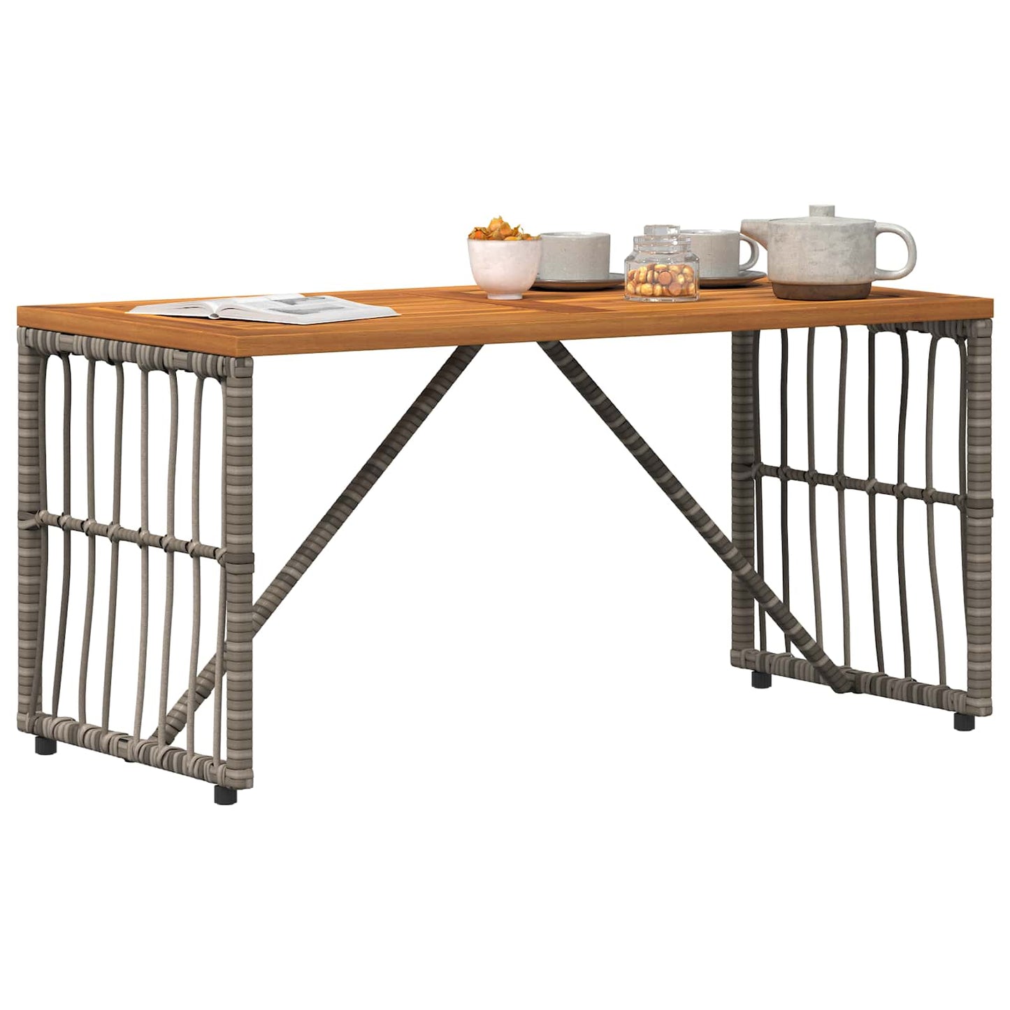 Tisch für Outdoor Grau 80 x 40 x 40 cm Steel and Poly Rattan