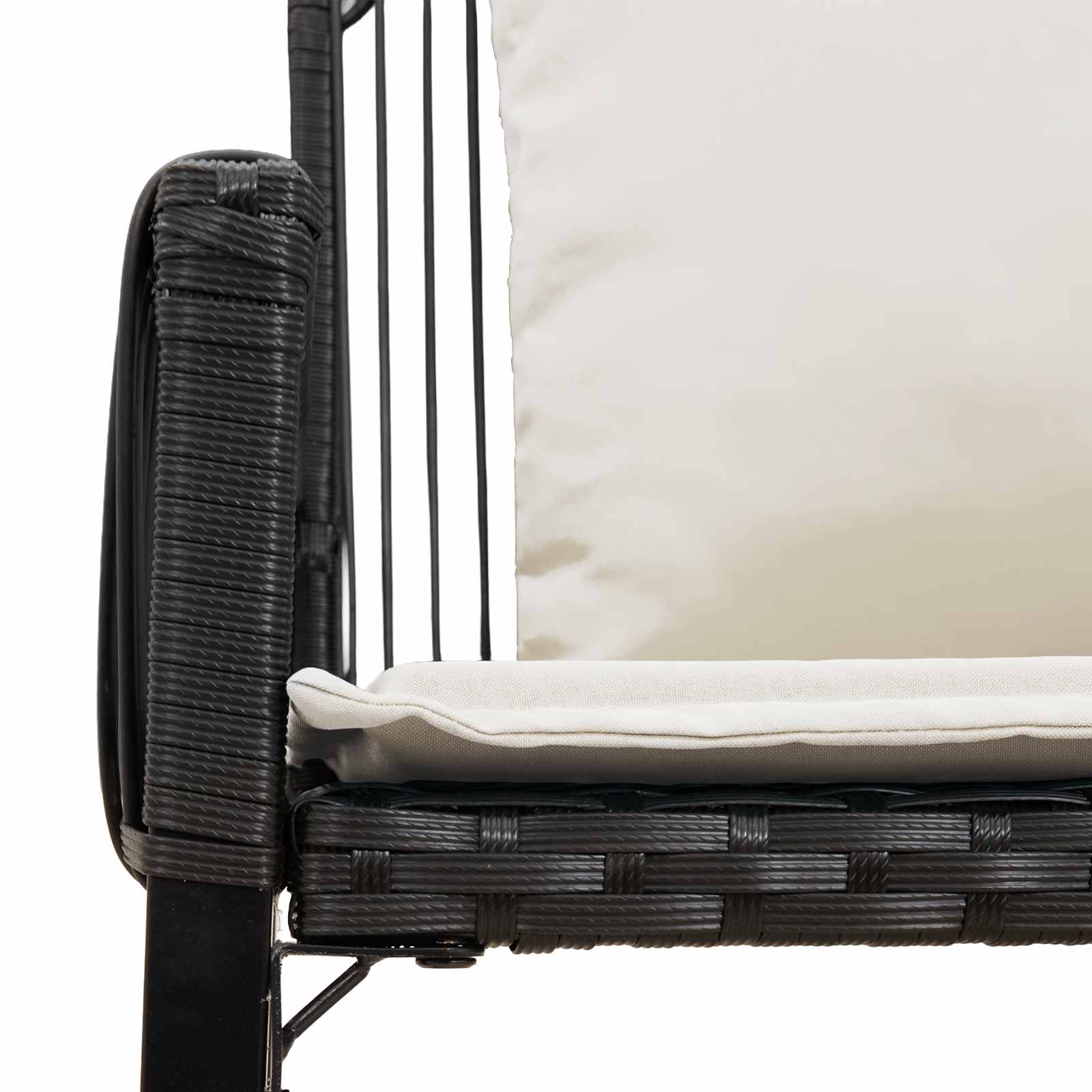 Gartenmöbel Set 4 pcs Schwarz und Cremeweiß Poly-Rattan