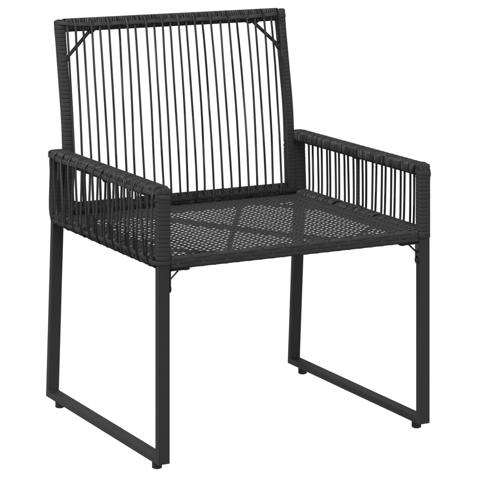 Gartenmöbel Set 4 pcs Schwarz und Cremeweiß Poly-Rattan