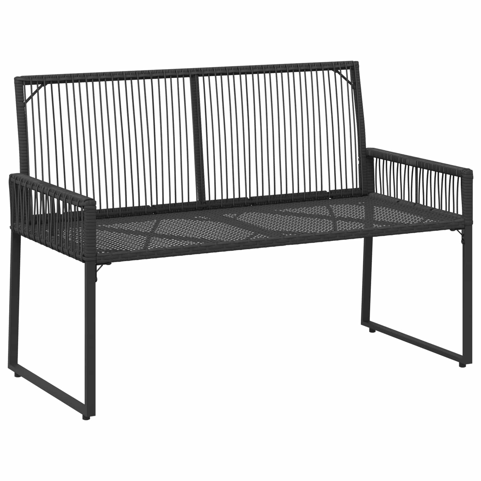 Gartenmöbel Set 4 pcs Schwarz und Cremeweiß Poly-Rattan