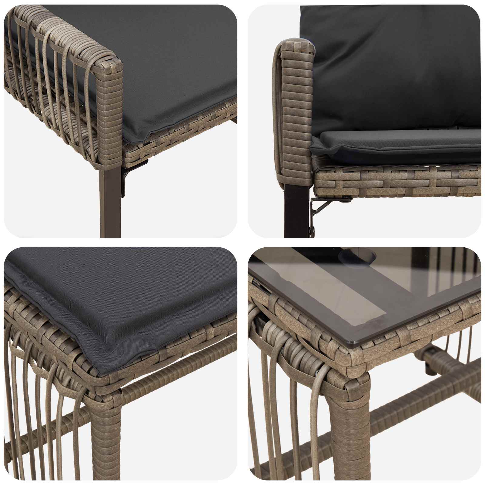 Gartenmöbel Set 11 Stk. Grau und Dunkelgrau Poly-Rattan