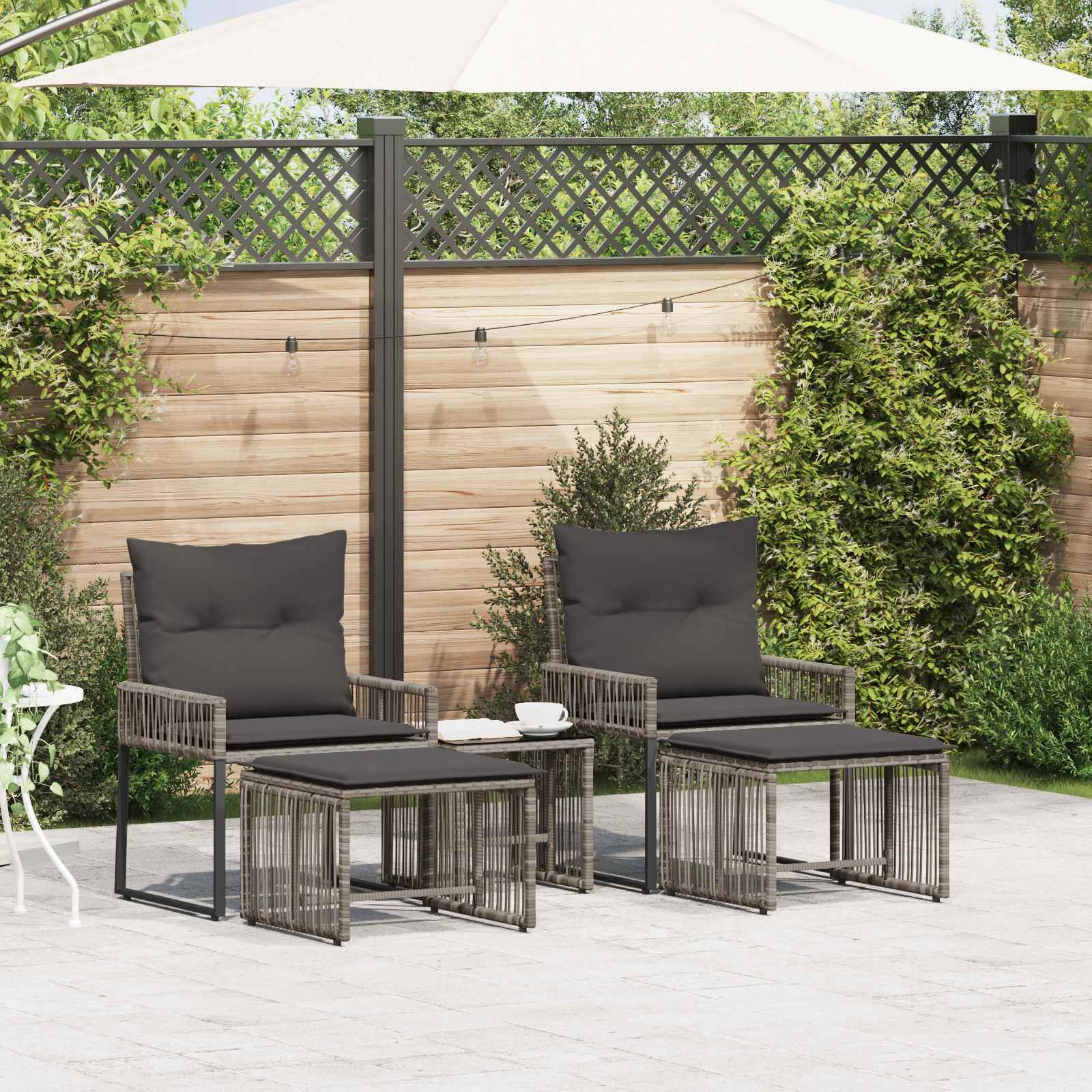 Gartenmöbel Set 11 Stk. Grau und Dunkelgrau Poly-Rattan