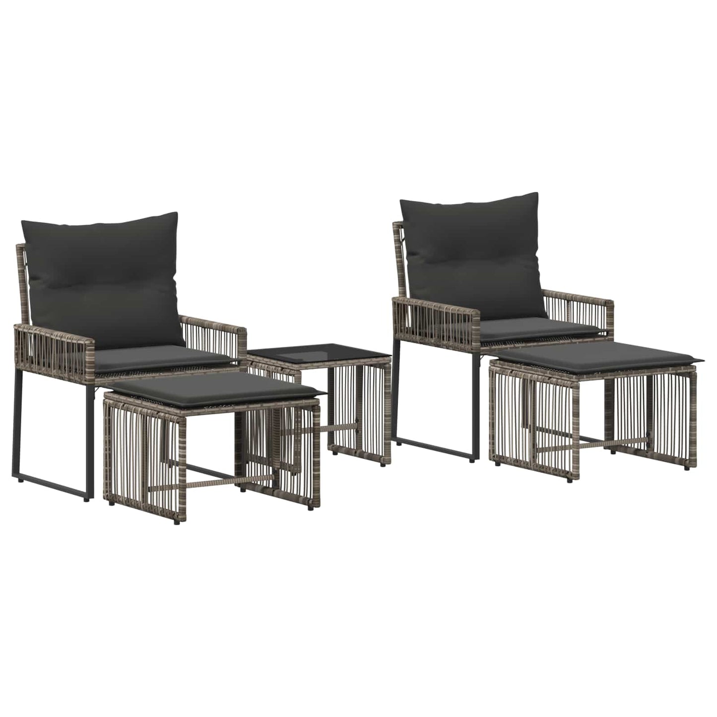 Gartenmöbel Set 11 Stk. Grau und Dunkelgrau Poly-Rattan