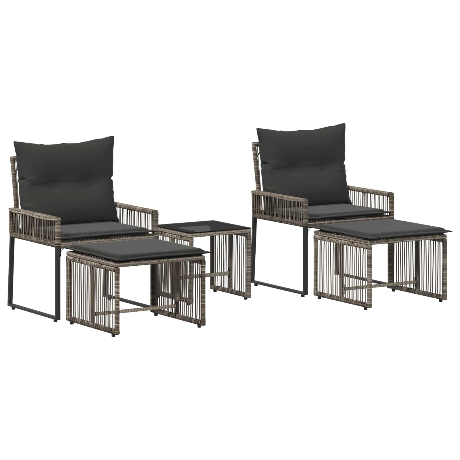 Gartenmöbel Set 11 Stk. Grau und Dunkelgrau Poly-Rattan