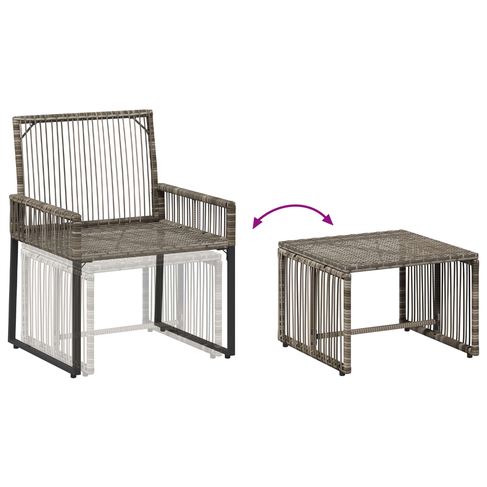 Gartenmöbel Set 11 Stk. Grau und Dunkelgrau Poly-Rattan