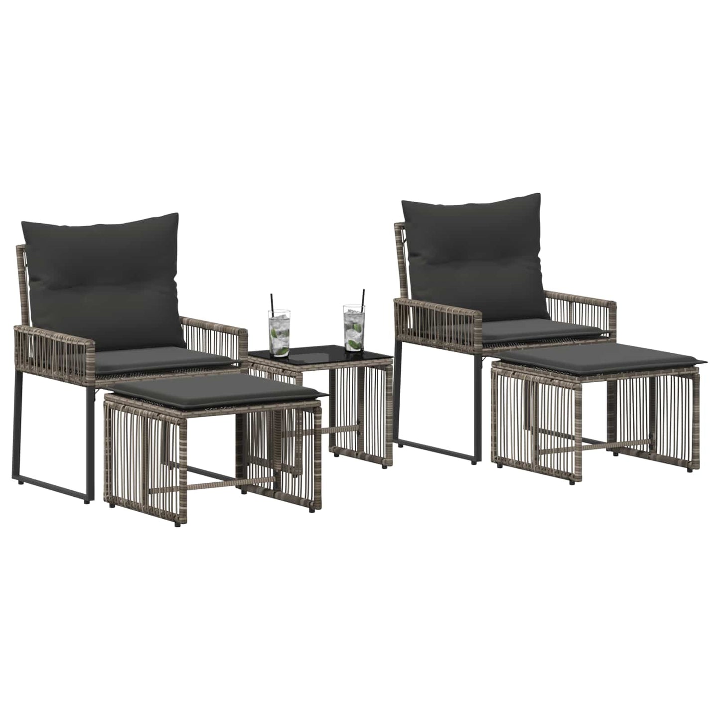 Gartenmöbel Set 11 Stk. Grau und Dunkelgrau Poly-Rattan