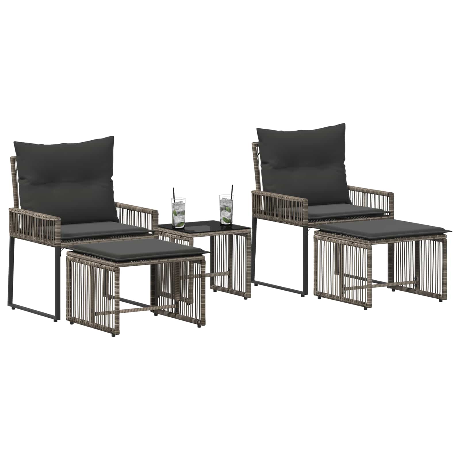 Gartenmöbel Set 11 Stk. Grau und Dunkelgrau Poly-Rattan