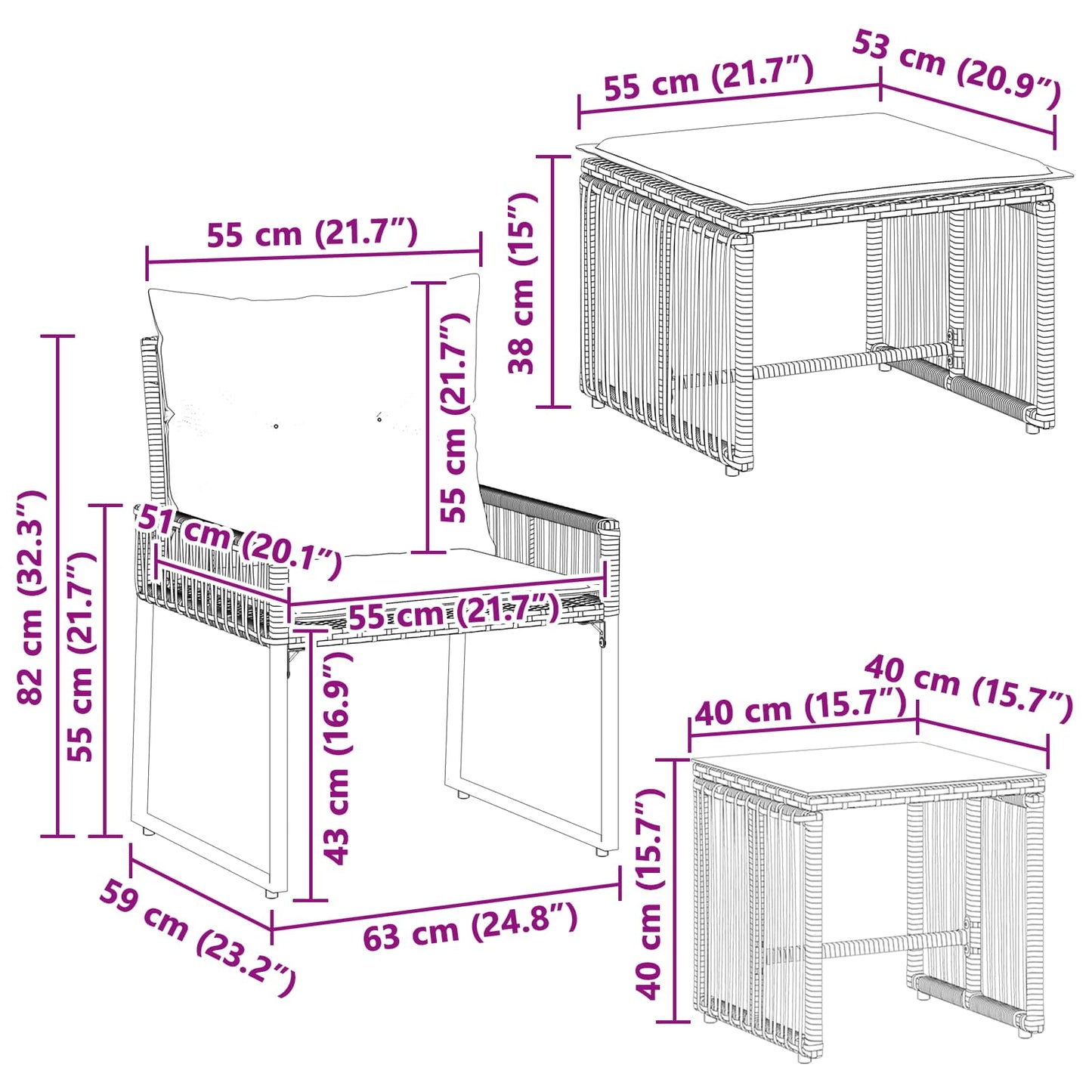 Gartenmöbel Set 11 Stk. Grau und Dunkelgrau Poly-Rattan