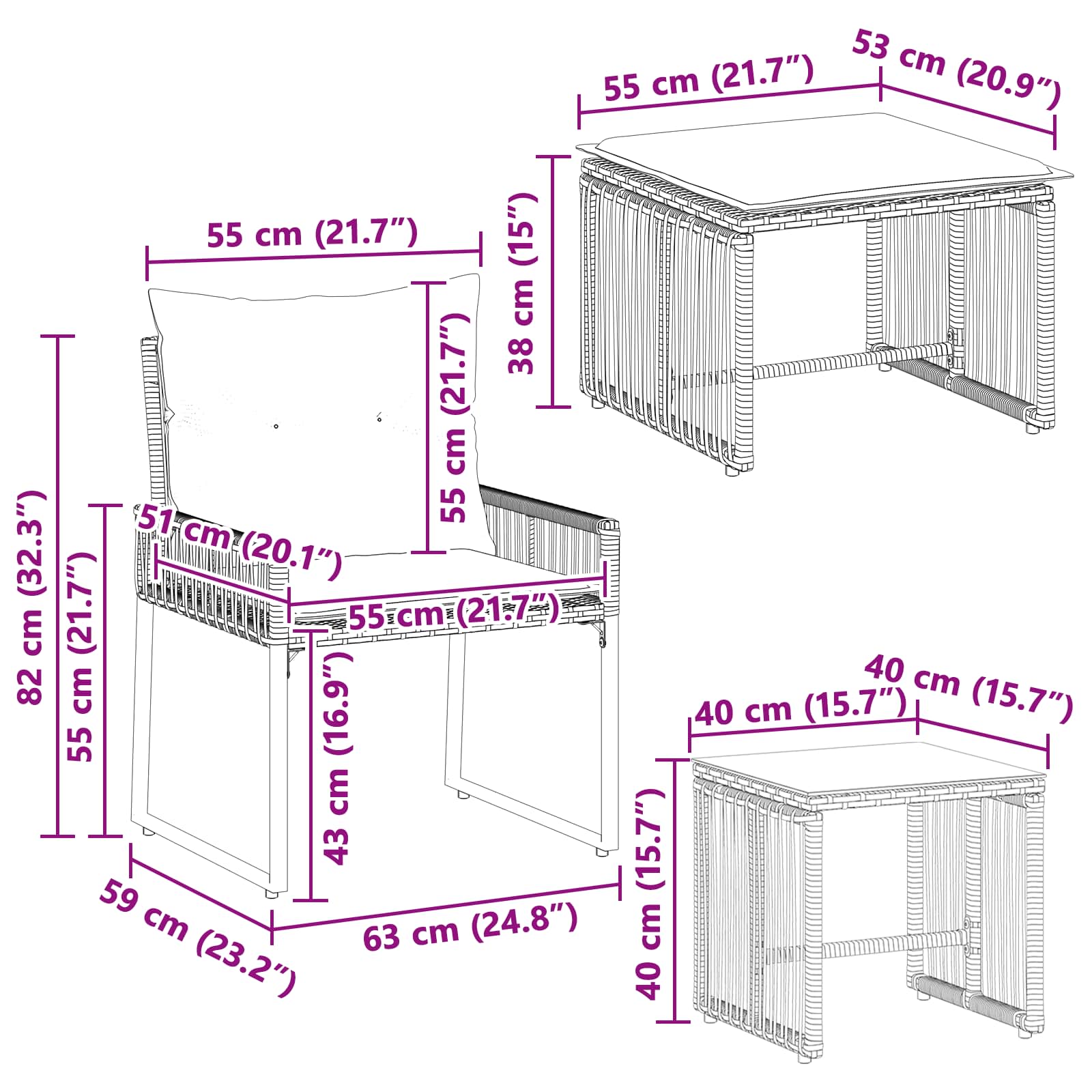 Gartenmöbel Set 11 Stk. Grau und Dunkelgrau Poly-Rattan