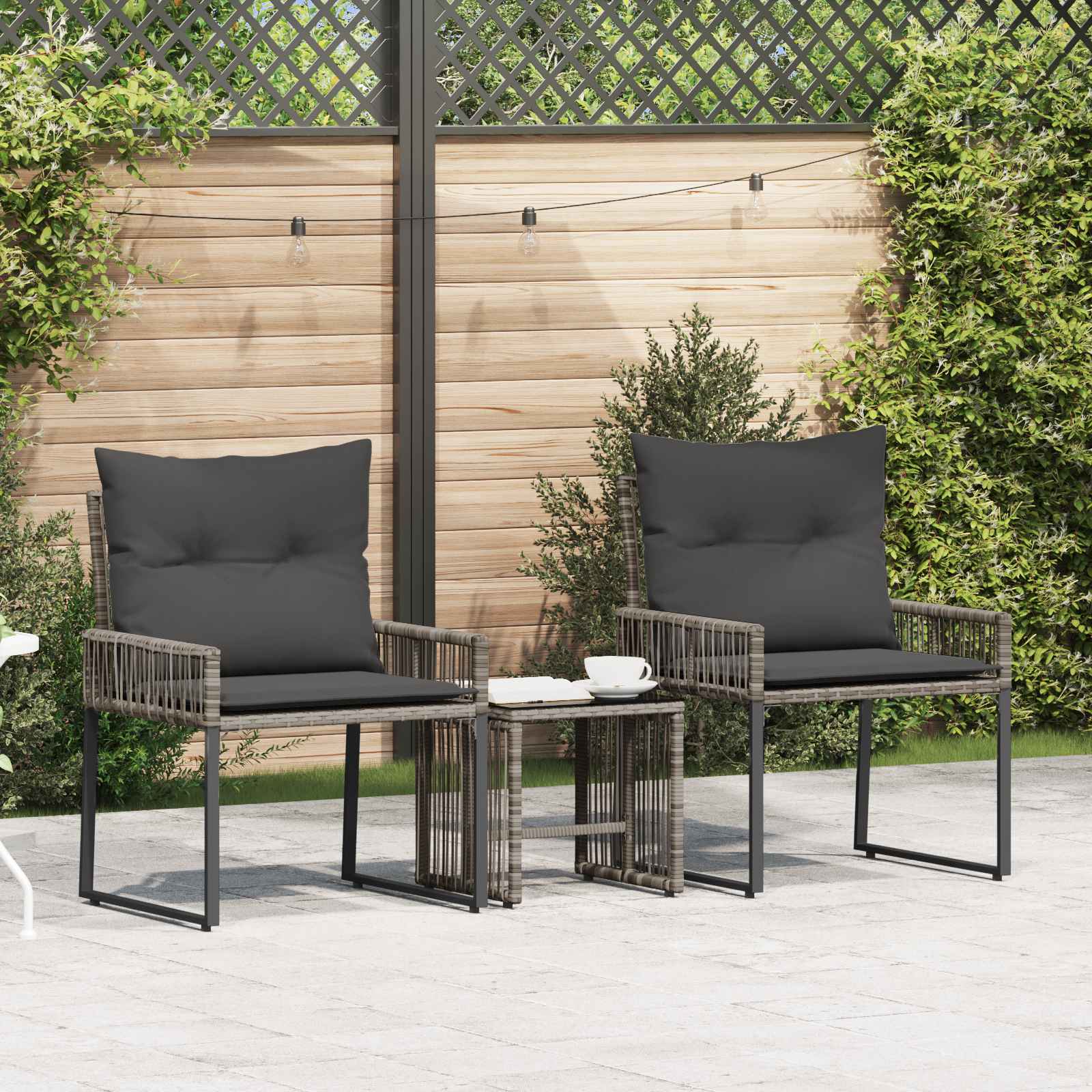 Gartenmöbel Set 7 Stk. Grau und Dunkelgrau Poly-Rattan