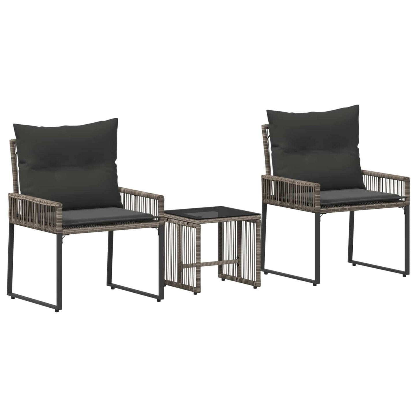 Gartenmöbel Set 7 Stk. Grau und Dunkelgrau Poly-Rattan