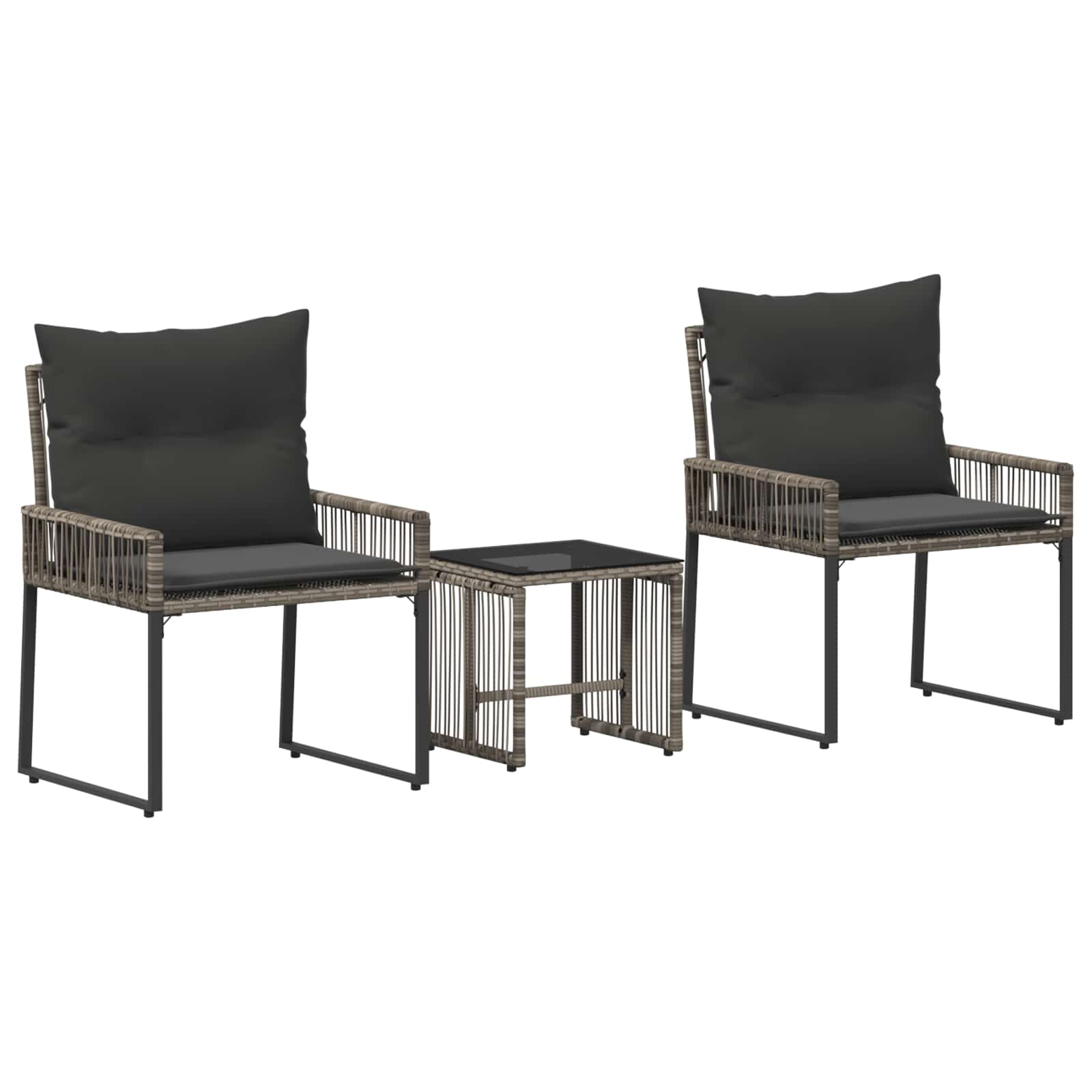 Gartenmöbel Set 7 Stk. Grau und Dunkelgrau Poly-Rattan