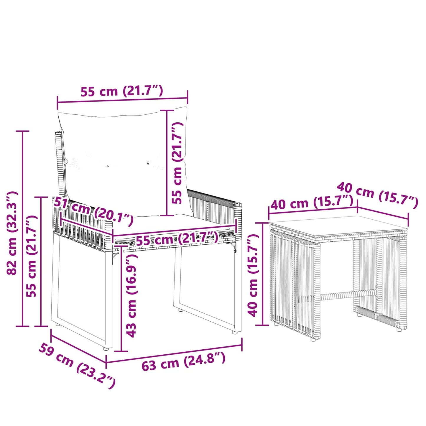 Gartenmöbel Set 7 Stk. Grau und Dunkelgrau Poly-Rattan