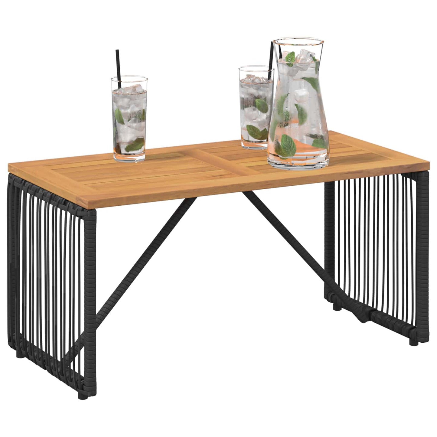 Tisch für Outdoor Schwarz und Braun 80 x 40 x 40 cm Poly-Rattan
