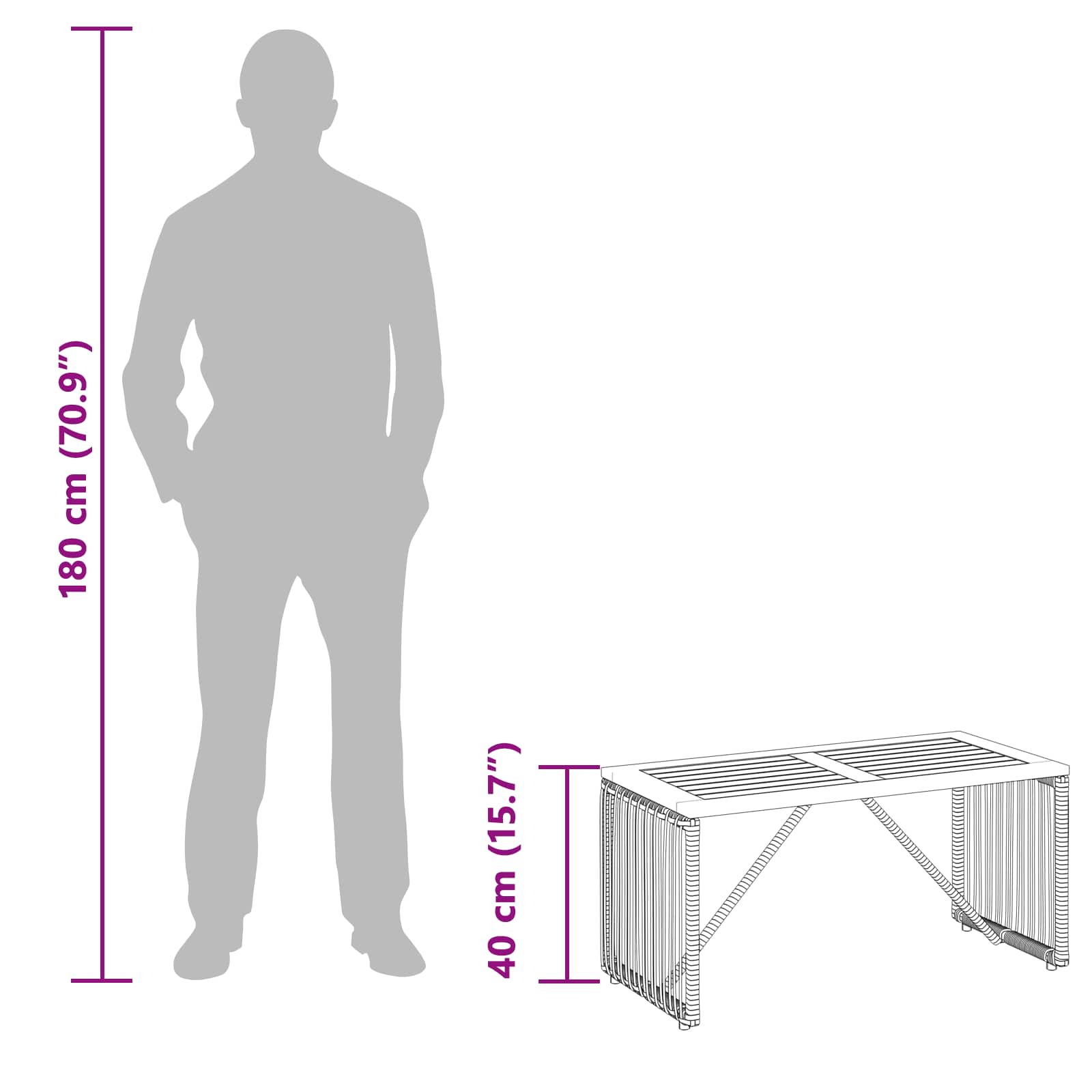 Tisch für Outdoor Schwarz und Braun 80 x 40 x 40 cm Poly-Rattan
