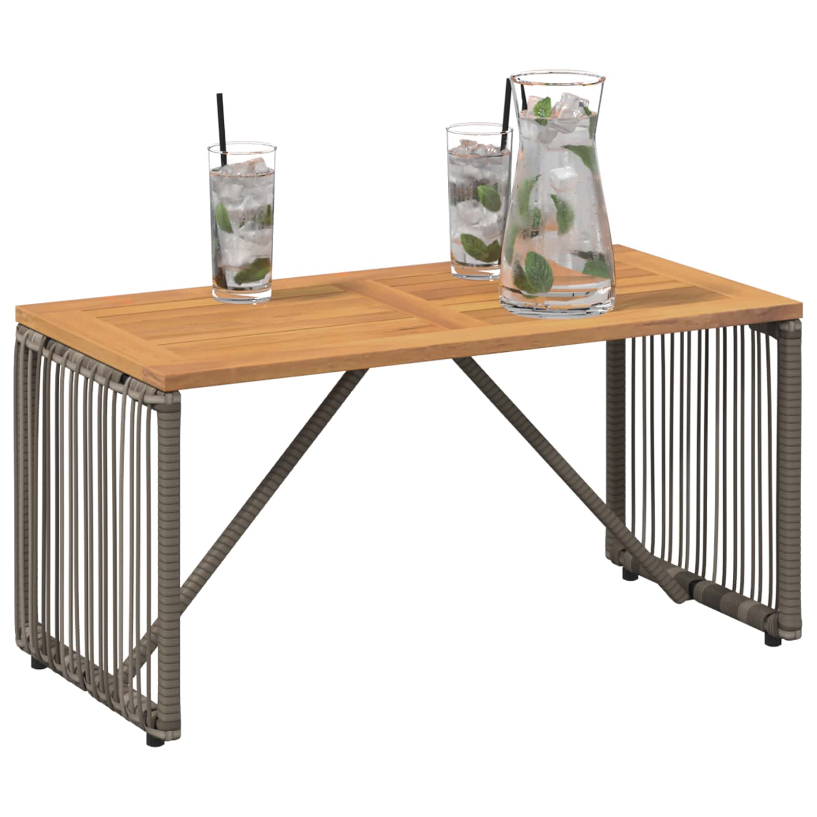 Tisch für Outdoor Grau und Braun 80 x 40 x 40 cm Poly-Rattan