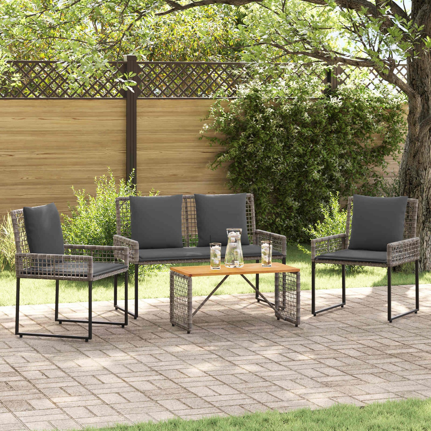 Gartenmöbel Set mit Kissen Stahl