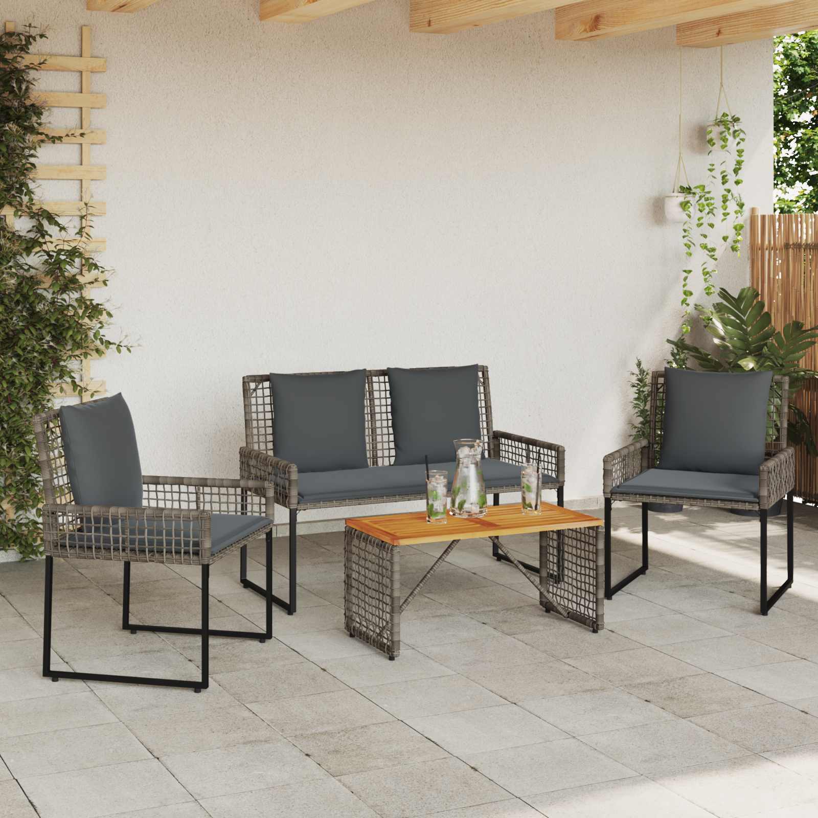 Gartenmöbel Set mit Kissen Stahl