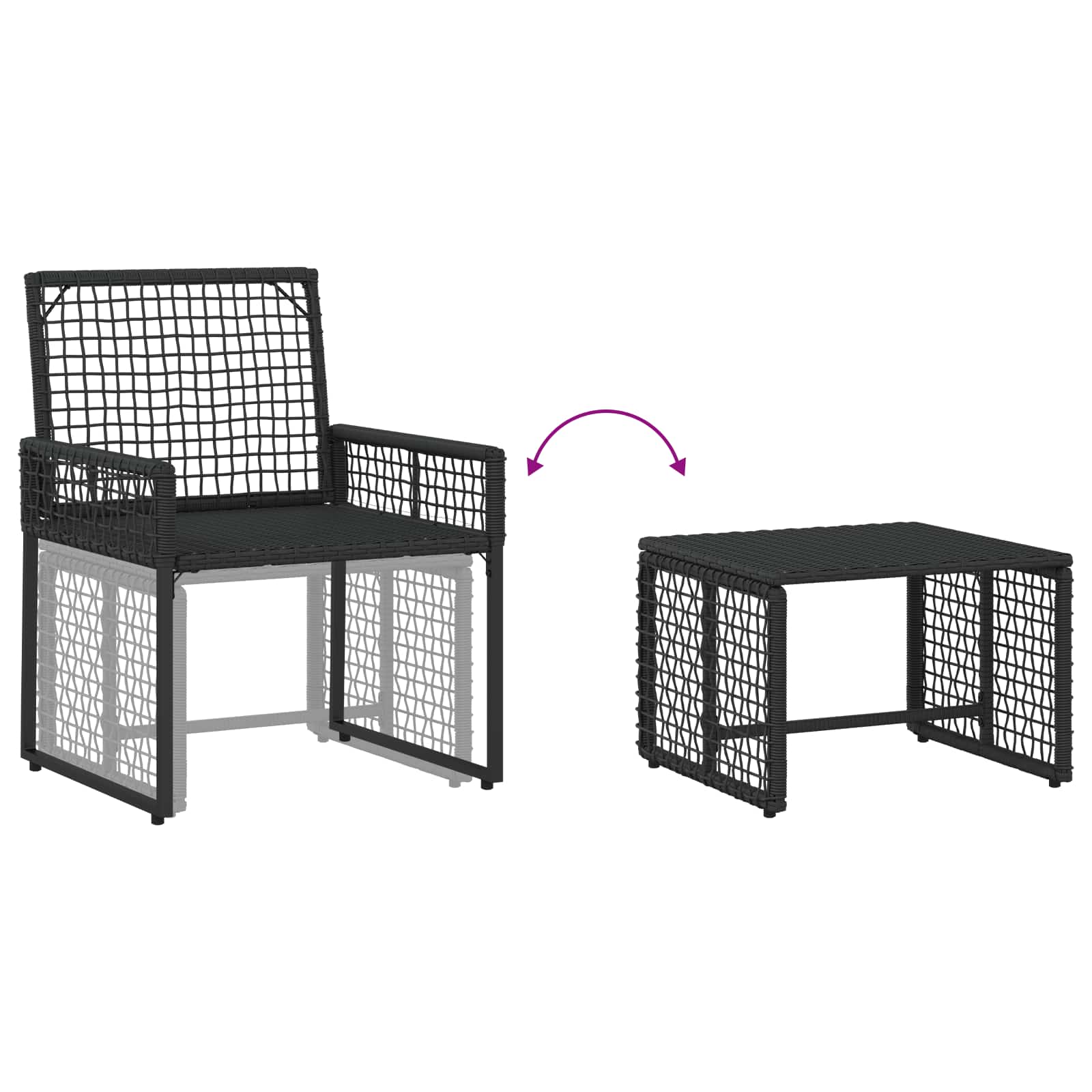 Gartenmöbel Set 5 Stk. Schwarz und Weiß