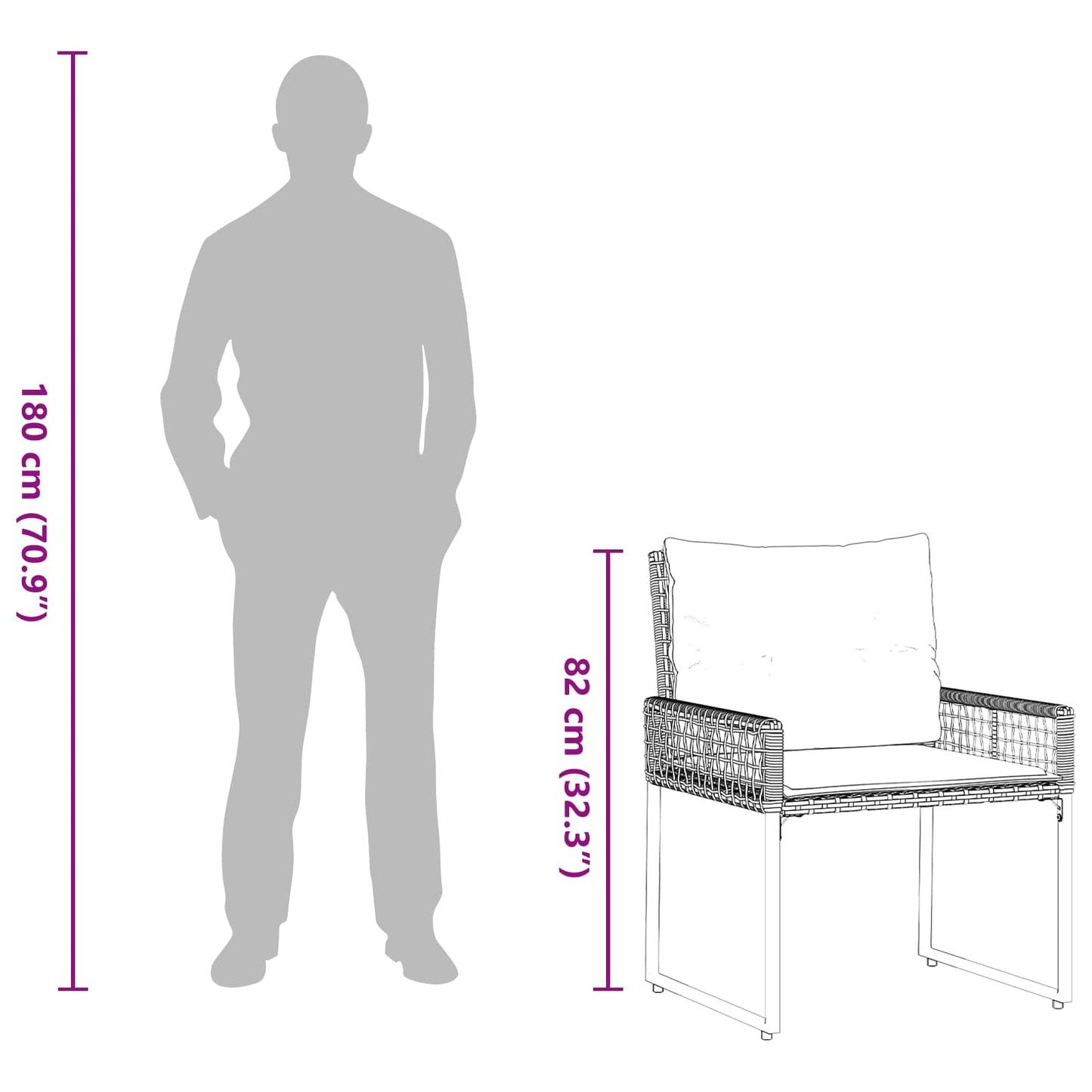 Gartenmöbel Set 5 stk. Schwarz und Weiß