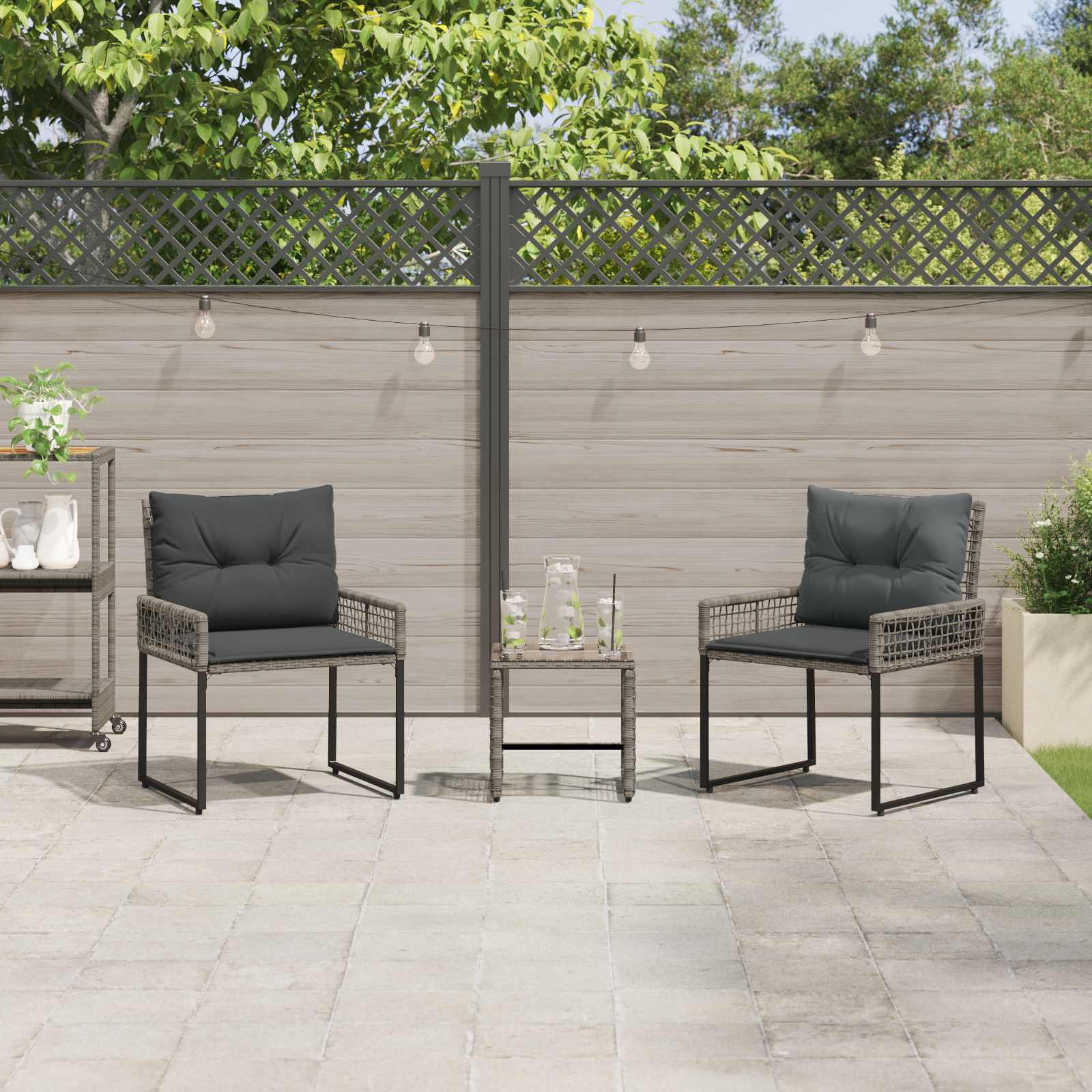 Gartenmöbel Set 3 stk. Grau
