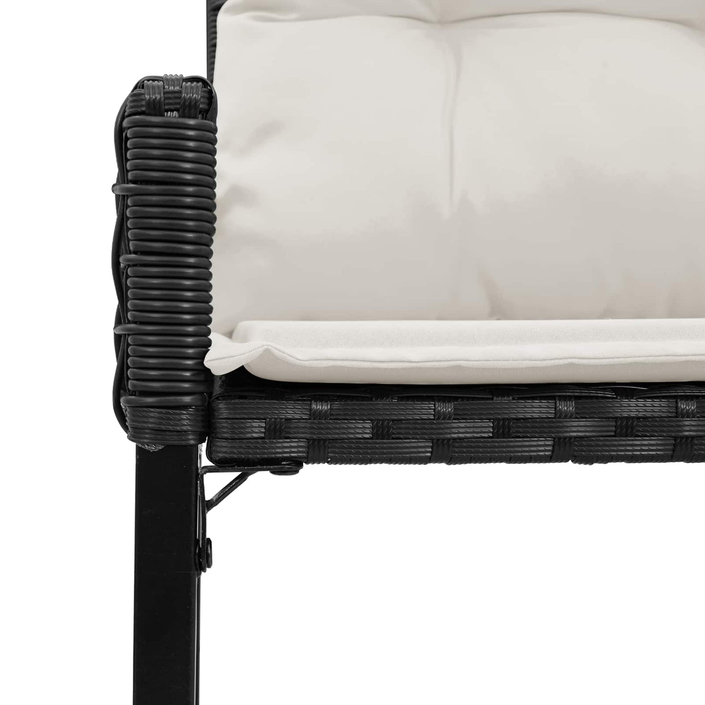 Bank Outdoor mit Kissen Schwarz und Cremeweiß 118 x 55 x 82 cm