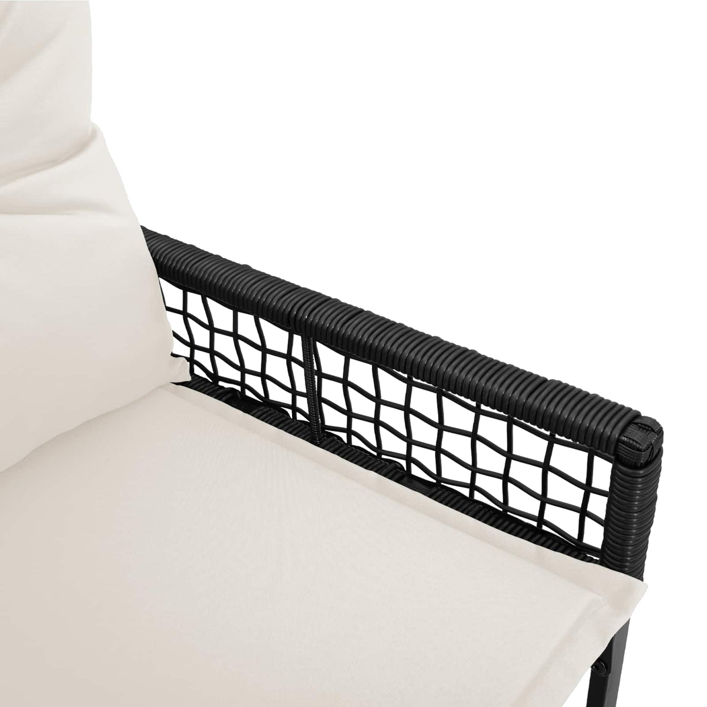 Bank Outdoor mit Kissen Schwarz und Cremeweiß 118 x 55 x 82 cm