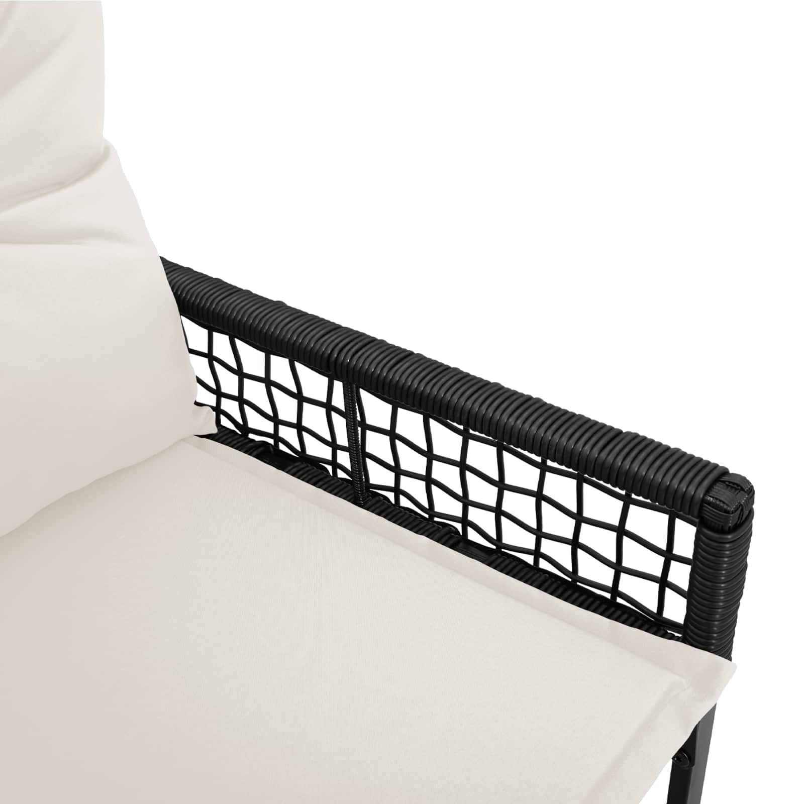 Bank Outdoor mit Kissen Schwarz und Cremeweiß 118 x 55 x 82 cm