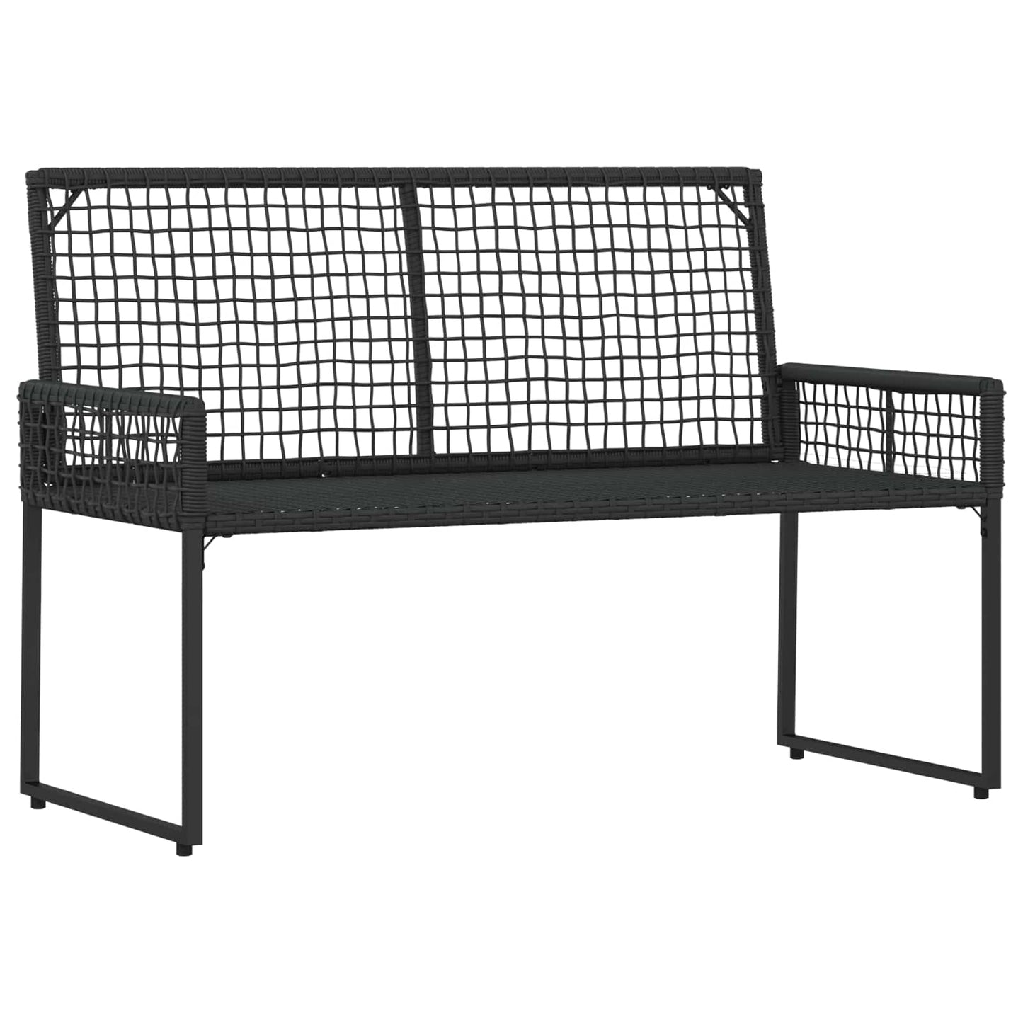 Bank Outdoor mit Kissen Schwarz und Cremeweiß 118 x 55 x 82 cm