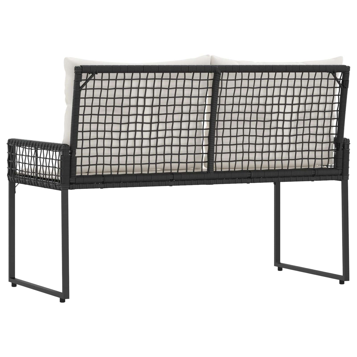 Bank Outdoor mit Kissen Schwarz und Cremeweiß 118 x 55 x 82 cm