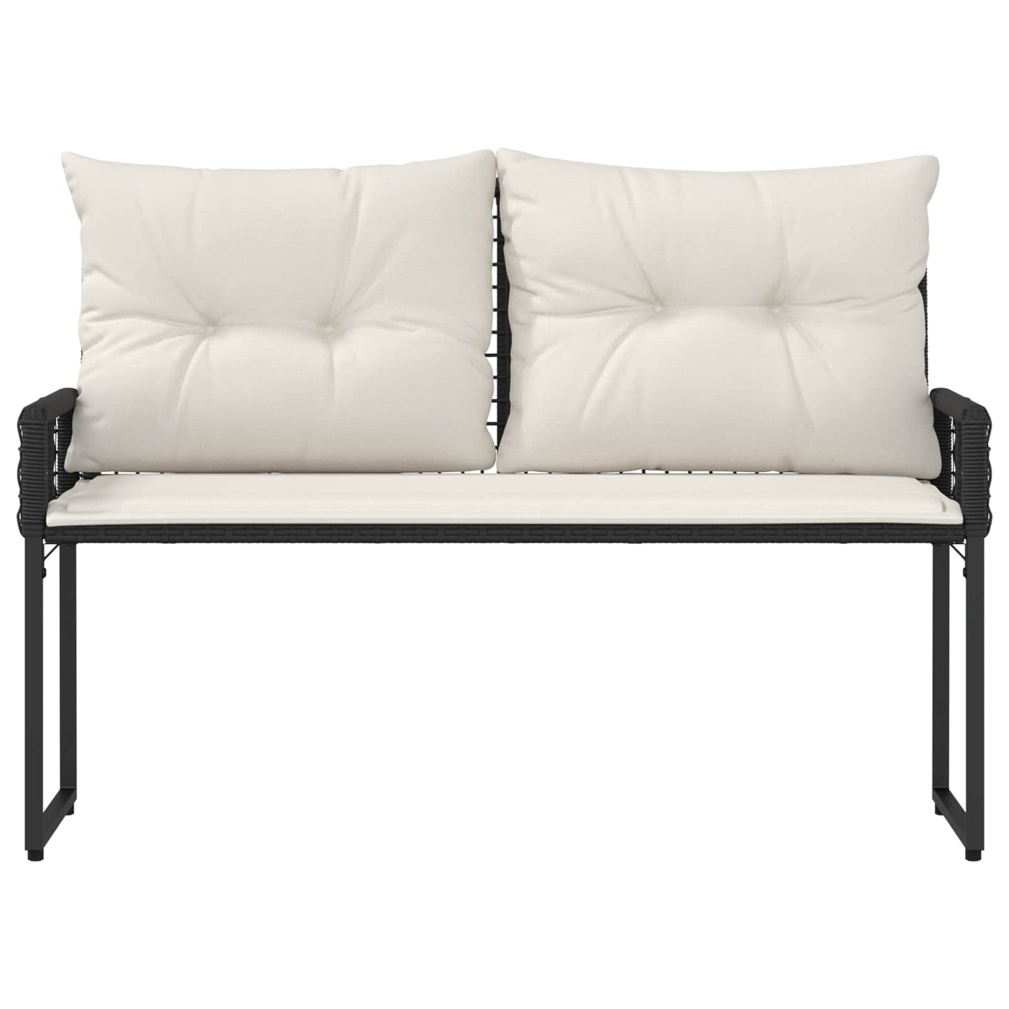Bank Outdoor mit Kissen Schwarz und Cremeweiß 118 x 55 x 82 cm