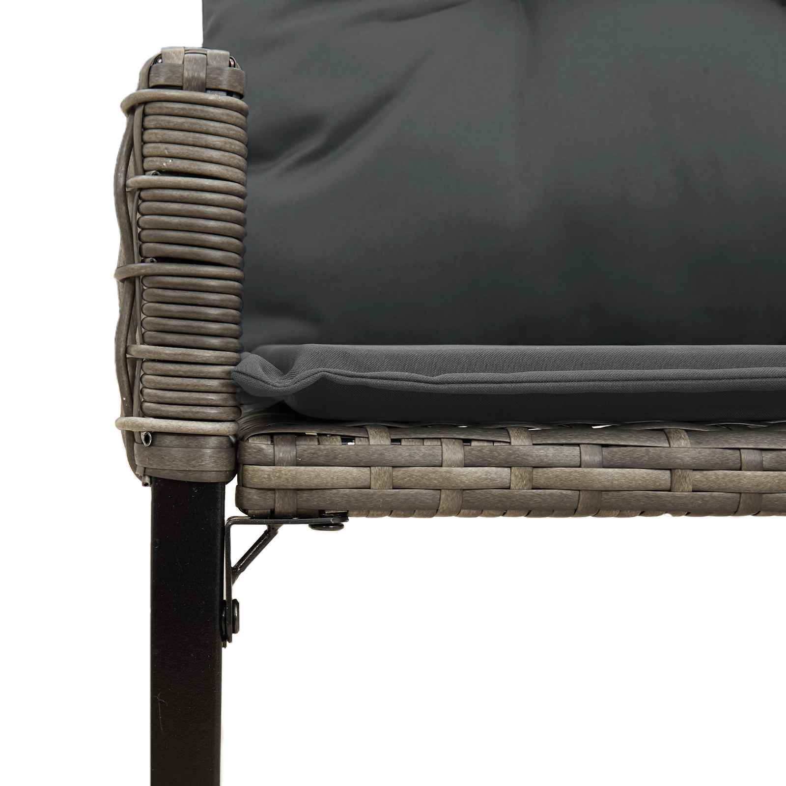 Bank Outdoor Grau 118 x 55 x 82 cm PE-Rattan und Stoff