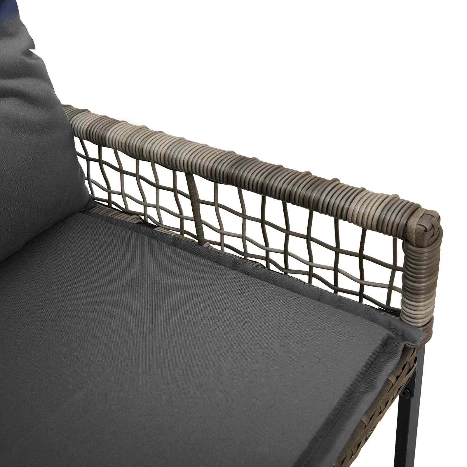 Bank Outdoor Grau 118 x 55 x 82 cm PE-Rattan und Stoff