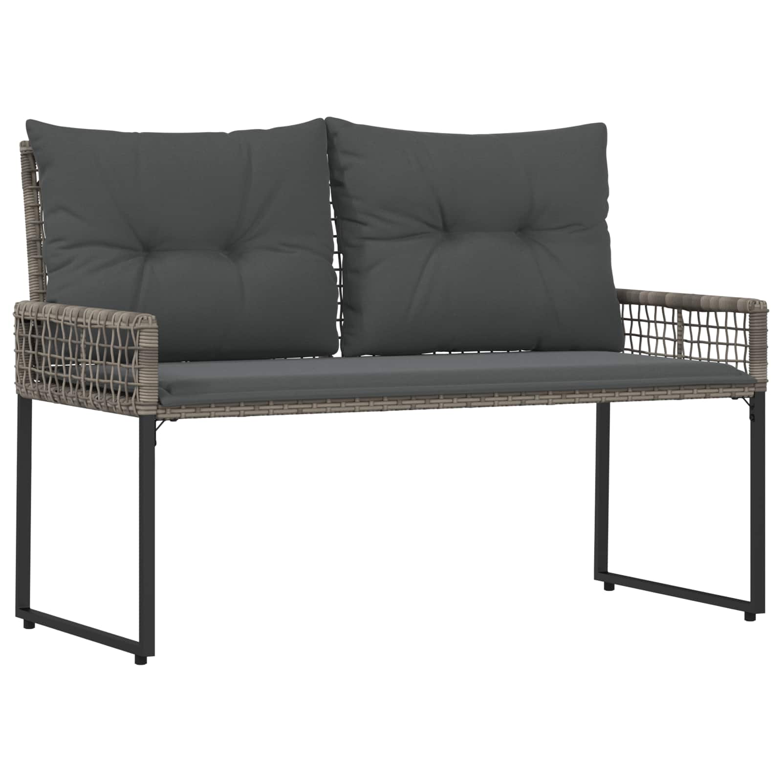 Bank Outdoor Grau 118 x 55 x 82 cm PE-Rattan und Stoff