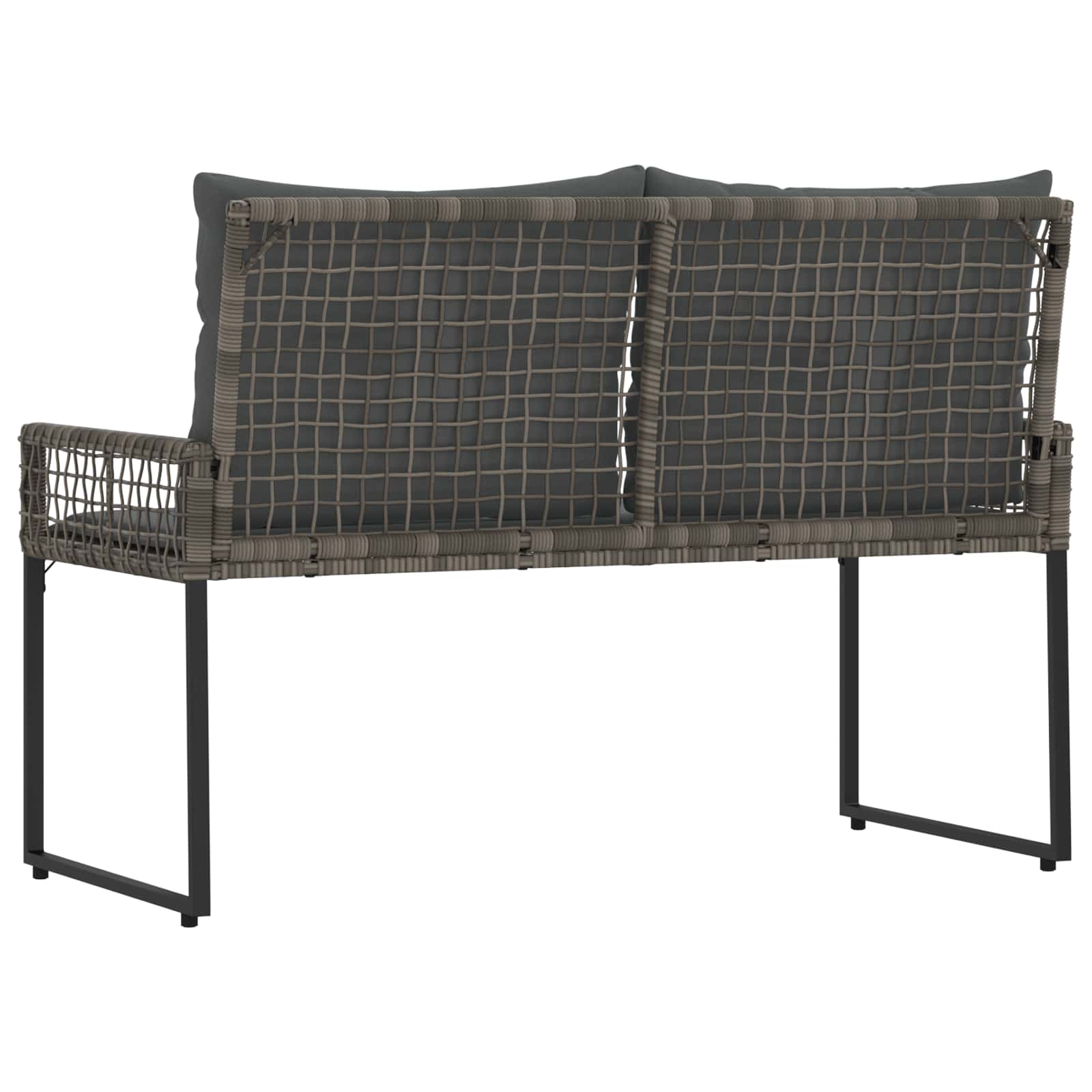 Bank Outdoor Grau 118 x 55 x 82 cm PE-Rattan und Stoff