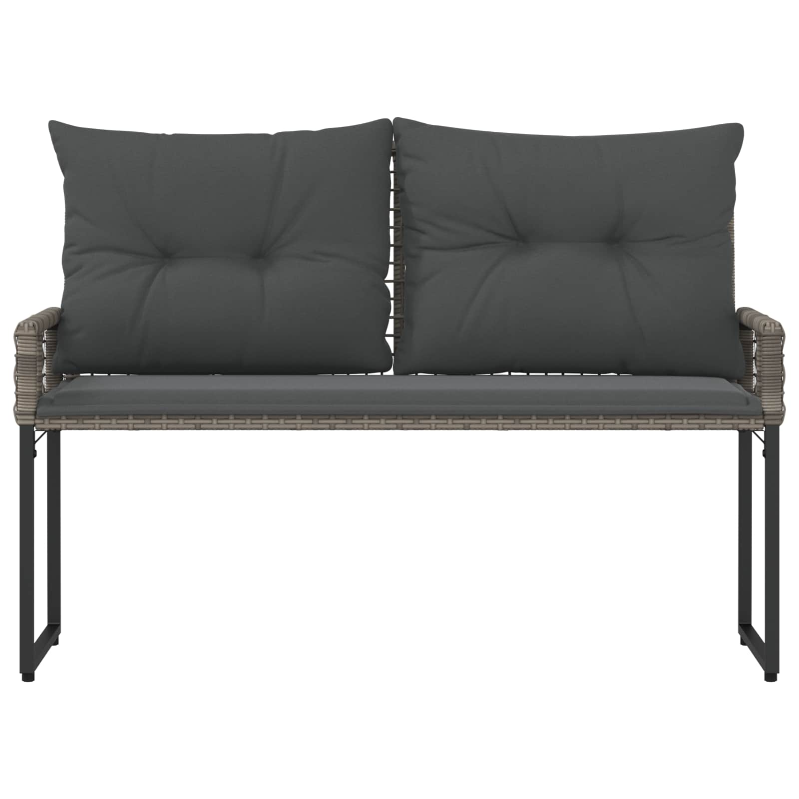 Bank Outdoor Grau 118 x 55 x 82 cm PE-Rattan und Stoff