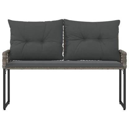 Bank Outdoor Grau 118 x 55 x 82 cm PE-Rattan und Stoff