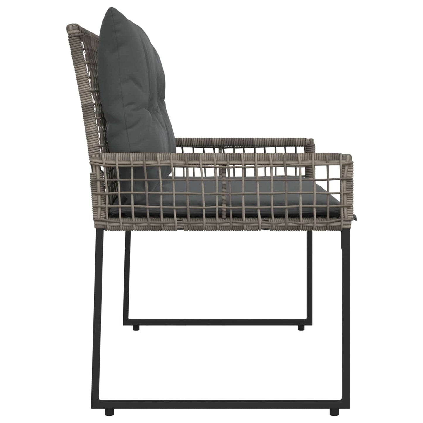 Bank Outdoor Grau 118 x 55 x 82 cm PE-Rattan und Stoff