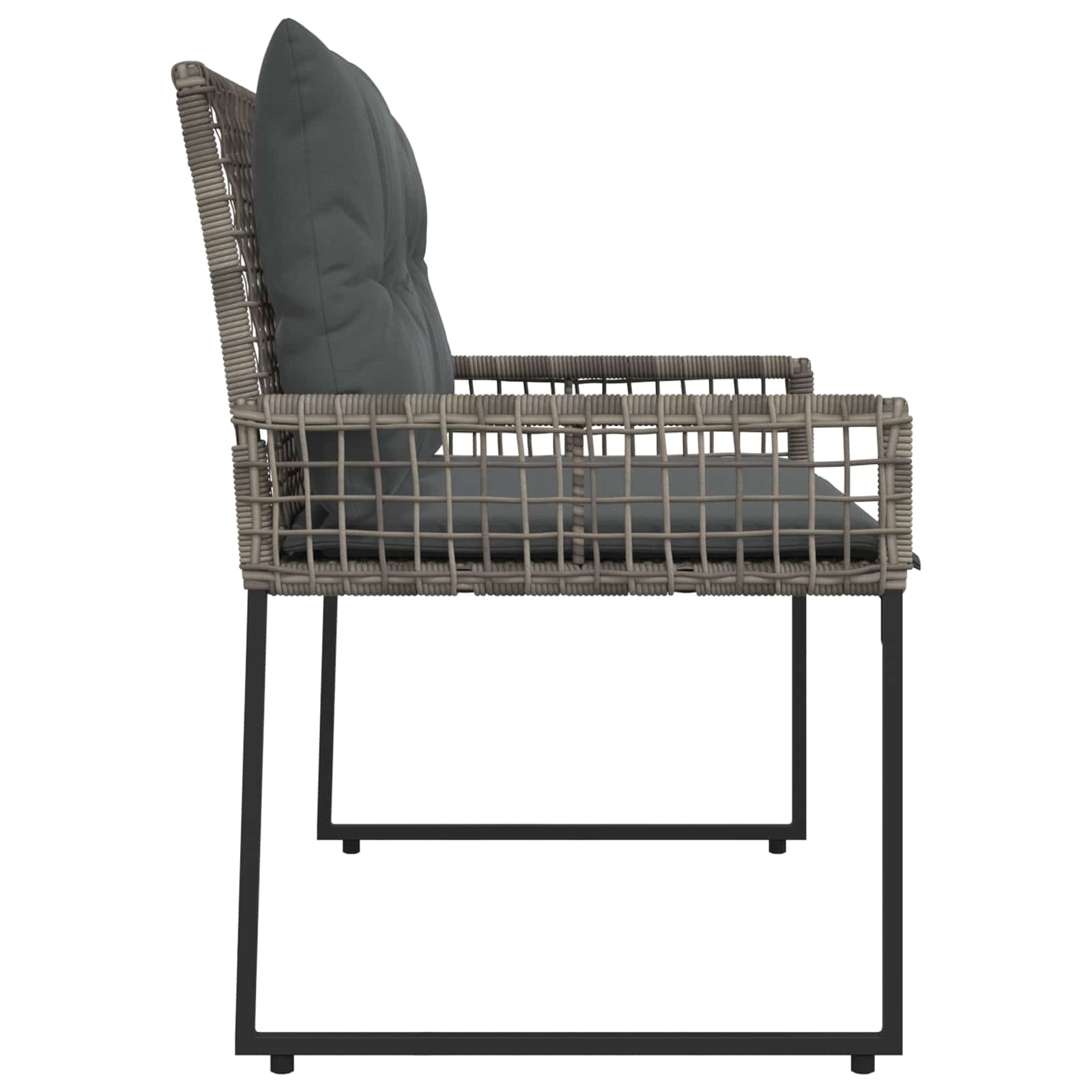 Bank Outdoor Grau 118 x 55 x 82 cm PE-Rattan und Stoff