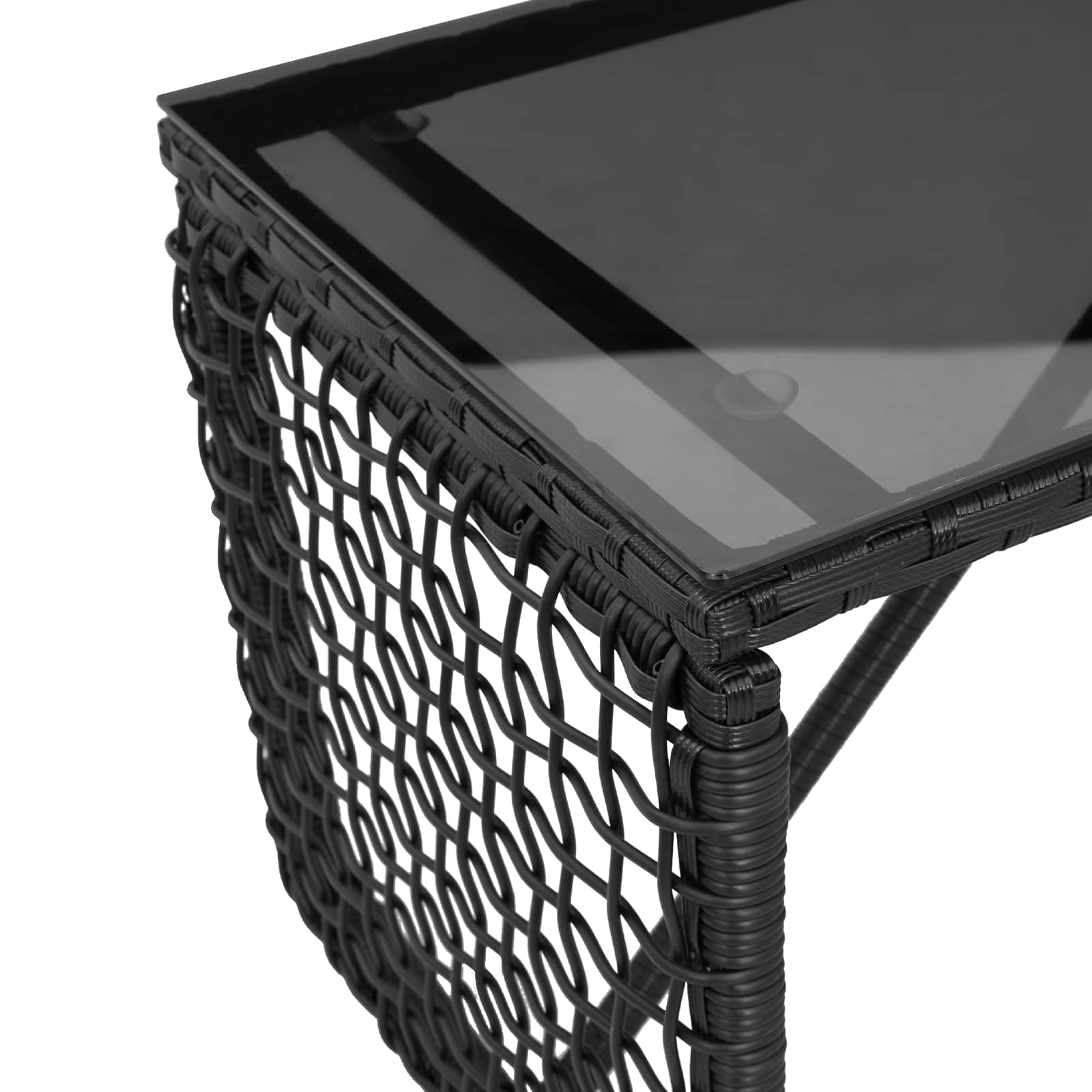 Tisch für Outdoor Schwarz 80 x 40 x 40 cm PE Rattan und Glas