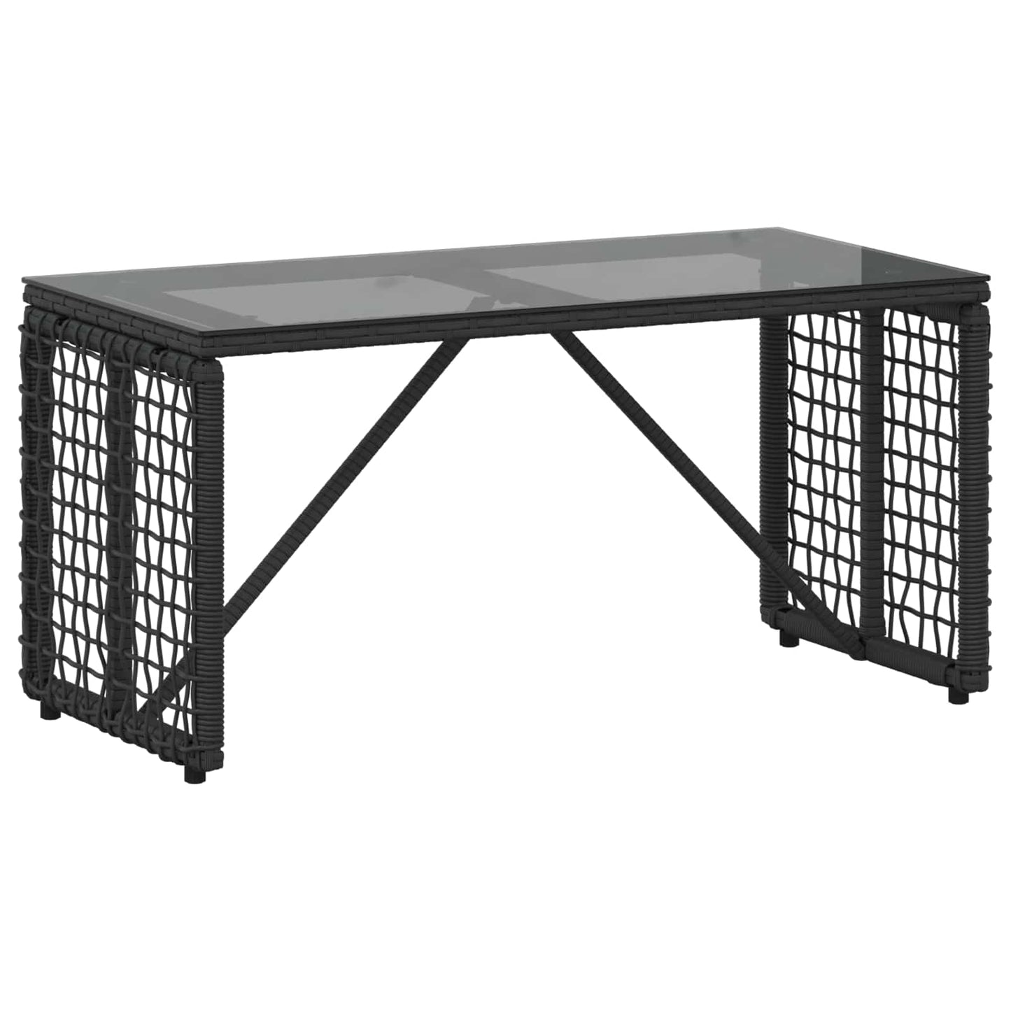 Tisch für Outdoor Schwarz 80 x 40 x 40 cm PE Rattan und Glas