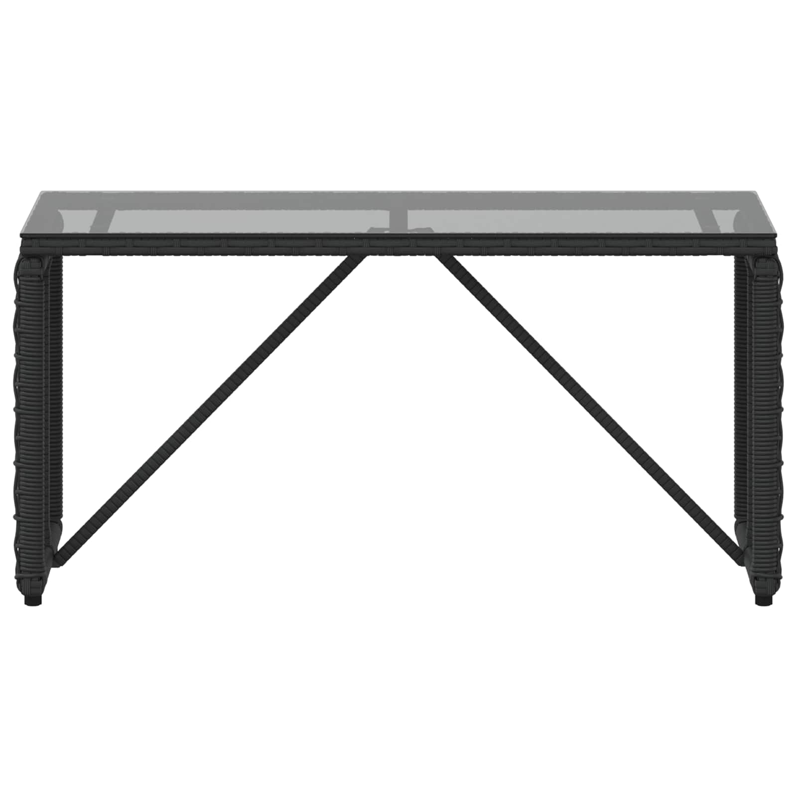 Tisch für Outdoor Schwarz 80 x 40 x 40 cm PE Rattan und Glas