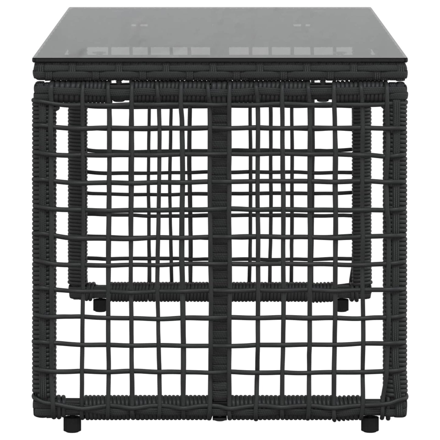 Tisch für Outdoor Schwarz 80 x 40 x 40 cm PE Rattan und Glas