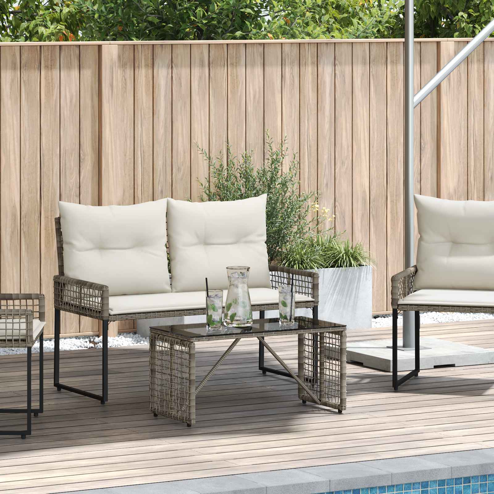 Tisch für Outdoor Grau und Schwarz 80 x 40 x 40 cm