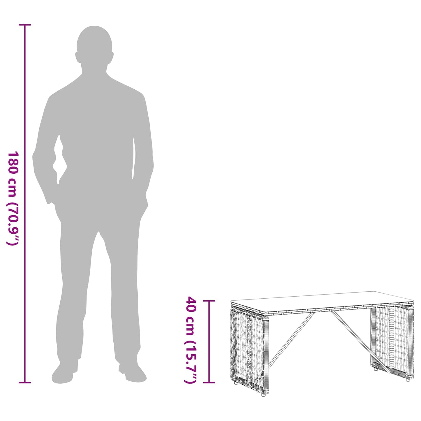 Tisch für Outdoor Grau und Schwarz 80 x 40 x 40 cm