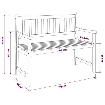 Gartenbank 2-Sitzanzahl 110 x 55 x 90 cm Massivholz Akazie