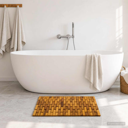 Badematten 2 stk. Natur 44 x 60 cm Massivholz Akazie